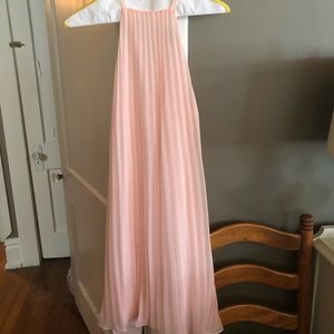 Blush pleated chiffon mini dress